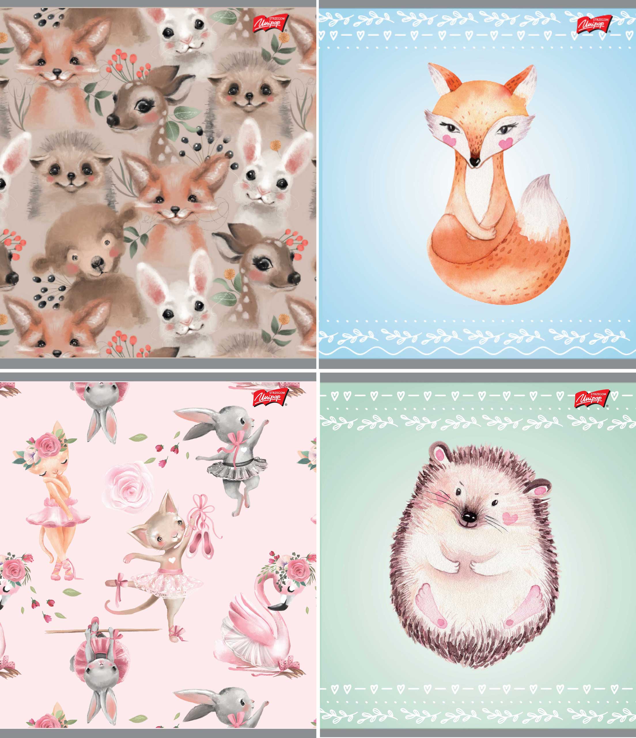 Vihik A5/12l abijoonega „Armsad loomad“ 4 motiivi 70g, Unipap /25