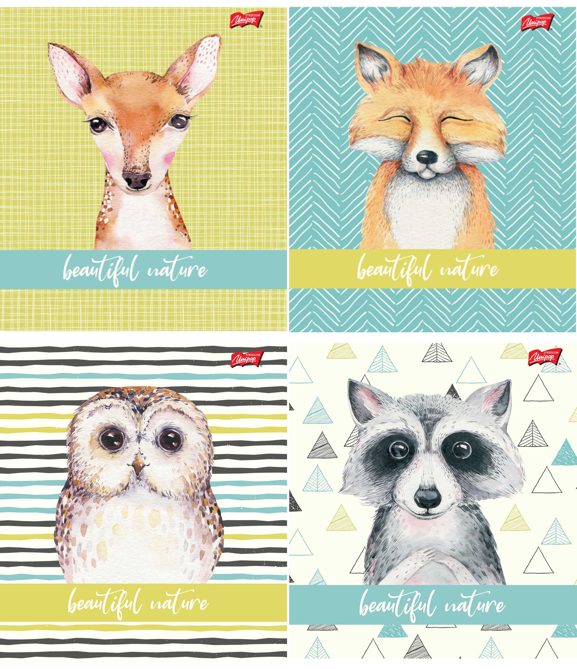 Vihik A5/12l 16 joont „Nature“ 4 motiivi 70g, Unipap /25