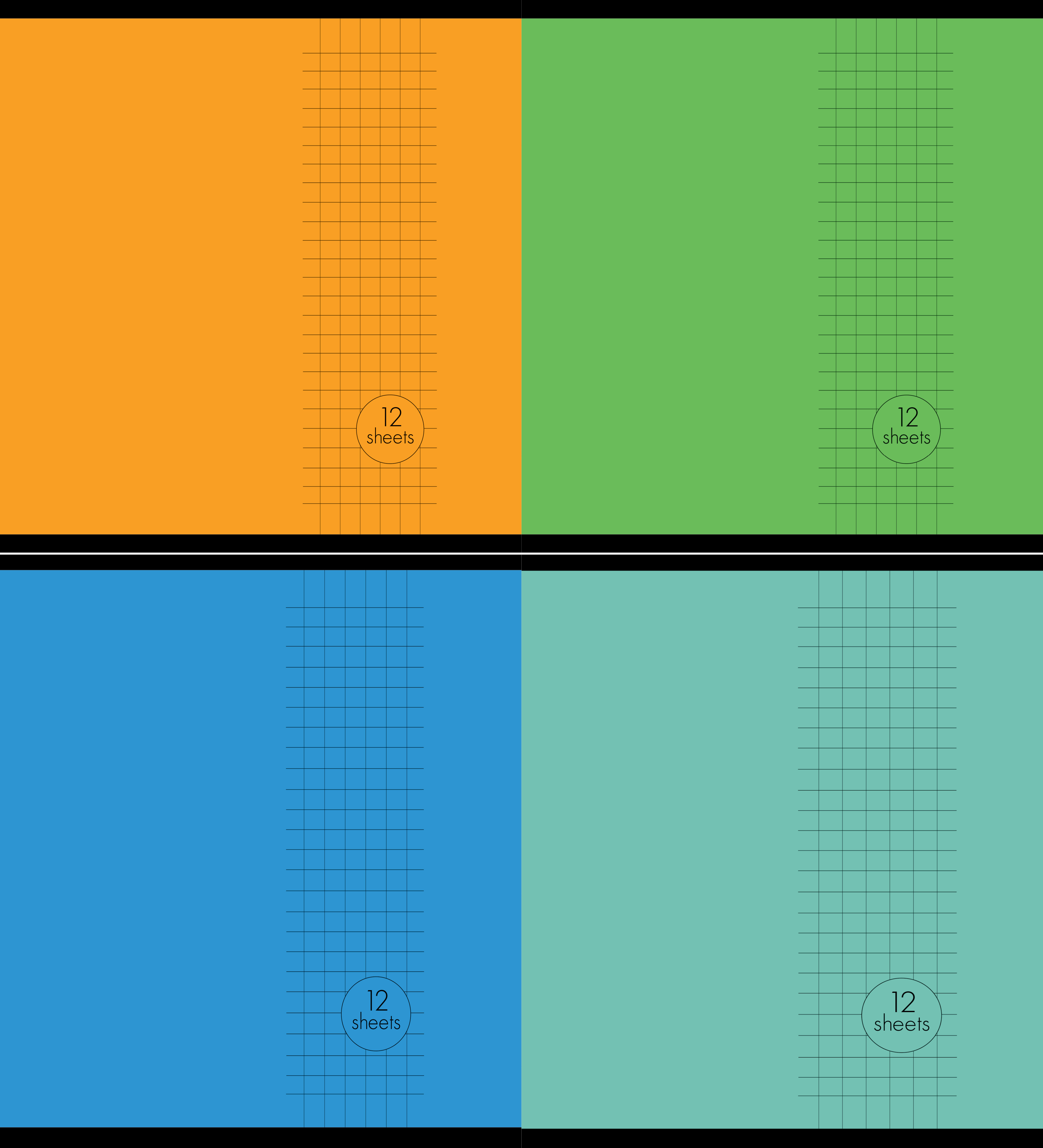 Vihik A5/12l ruut „Basic“ 4 värvi 60g, Unipap /15