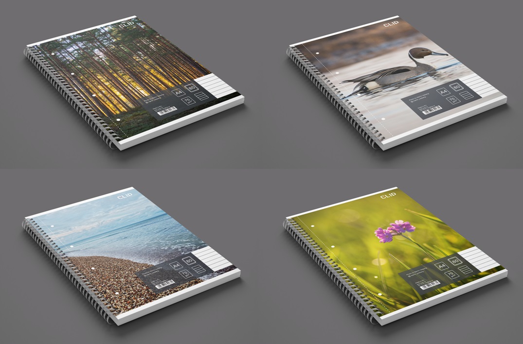 Spiraalkaustik A4/80l joon „Olge head ja minge metsa!“ 4 motiivi, Clip