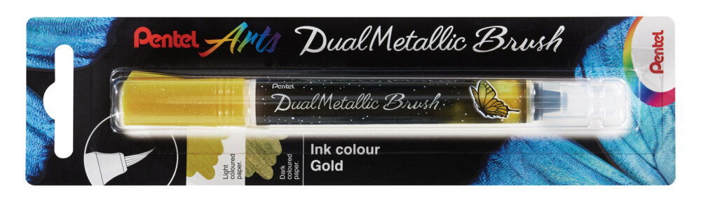 Pintselpliiats&#x20;DualMetallic&#x20;Glitter&#x20;kuldne,&#x20;Pentel&#x20;&#x2F;12