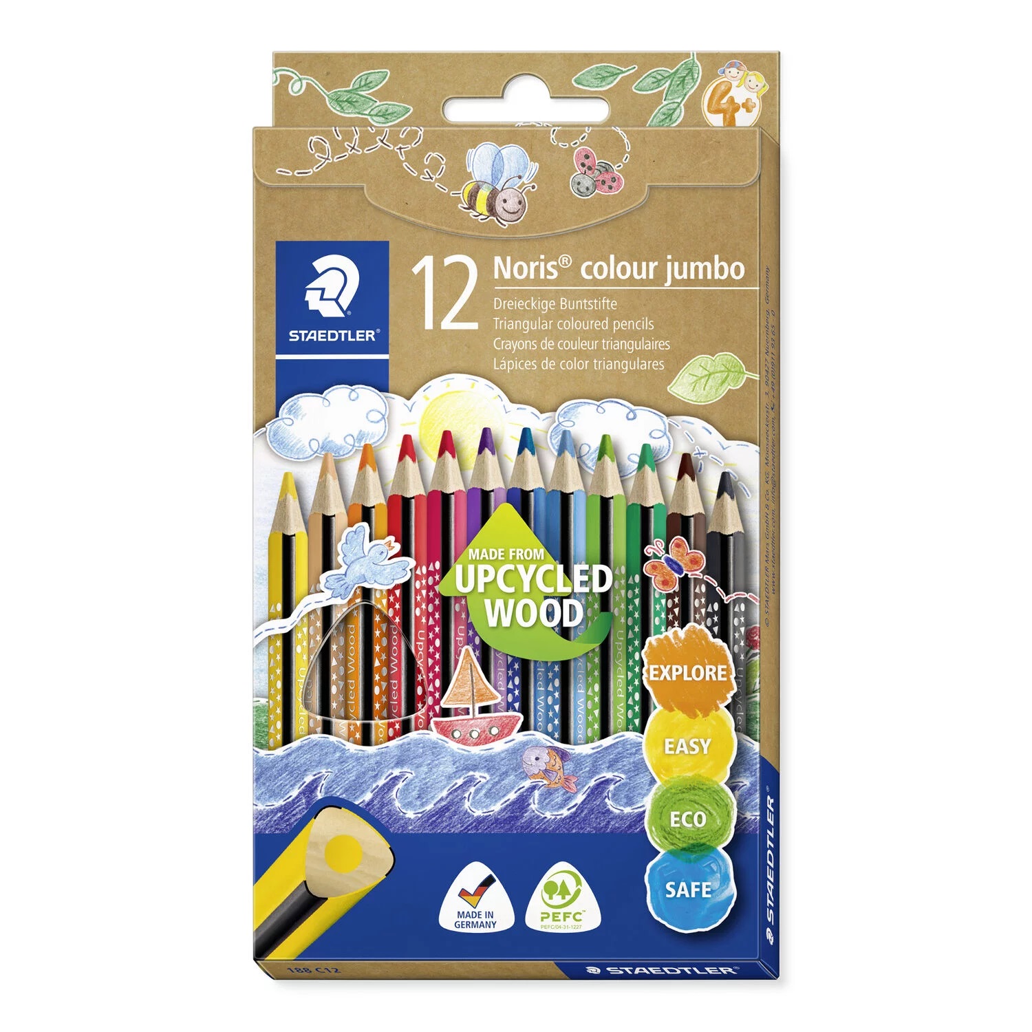 Värvipliiatsid 12v Wopex Noris Jumbo kolmetahulise korpusega, Staedtler