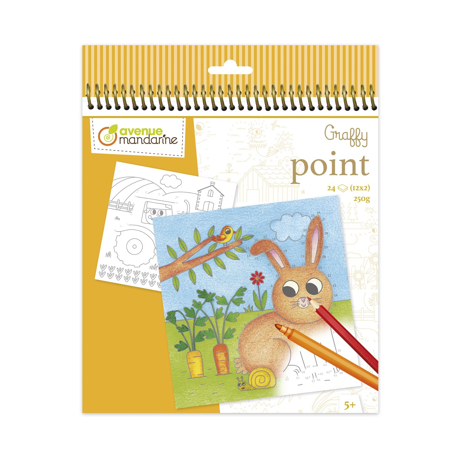 Värviraamat 20x19,5cm 24l "Farm" 250g joonista numbrite järgi, Avenue Mandarine