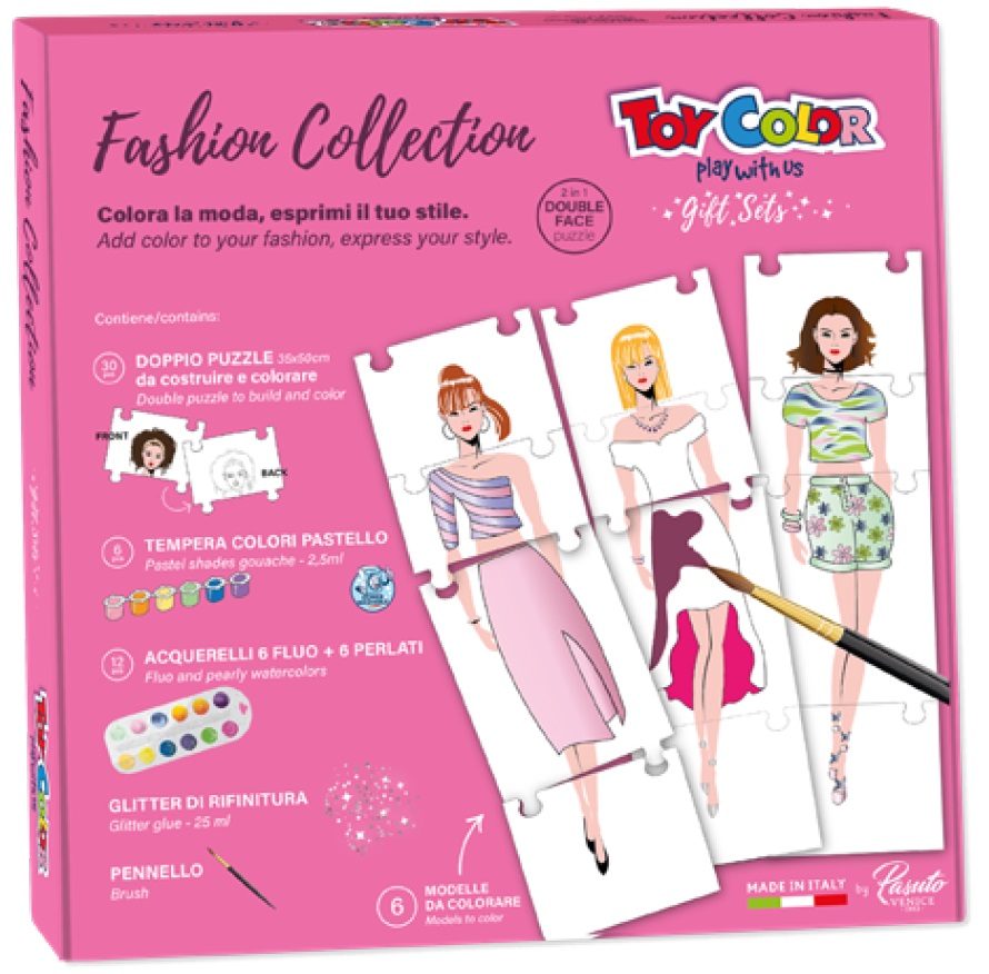 Värvitavad 2-osalised moedisaini kaardid + värvimisvahendid, Toy Color