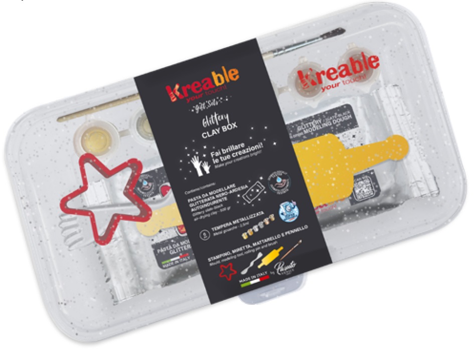 Voolimiskomplekt 2x100g must sädelev voolimismassi ja vahenditega kinkekarbis, Toy Color