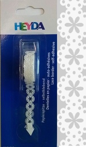 Paberpits 12mm/2m Lilled, iseliimuv, valge, Heyda /5