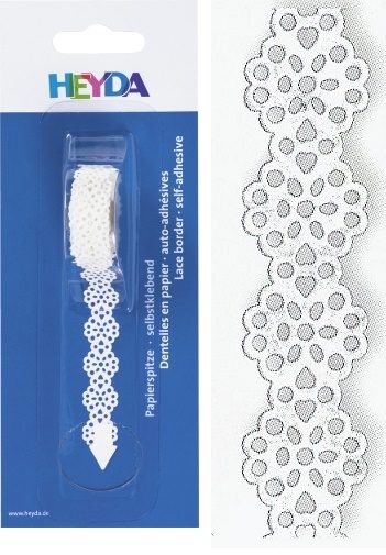 Paberpits 14mm/2m Lilled iseliimuv, valge, Heyda /5