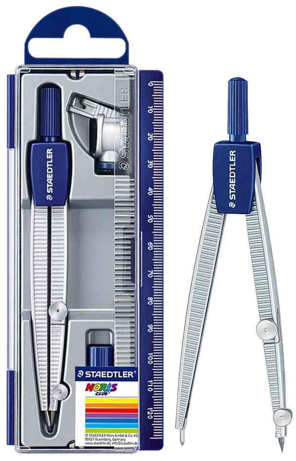 Sirkel Noris Club ''Kool''+ söed ja pliiatsiadapter joonlauaga plastpinalis, Staedtler /20