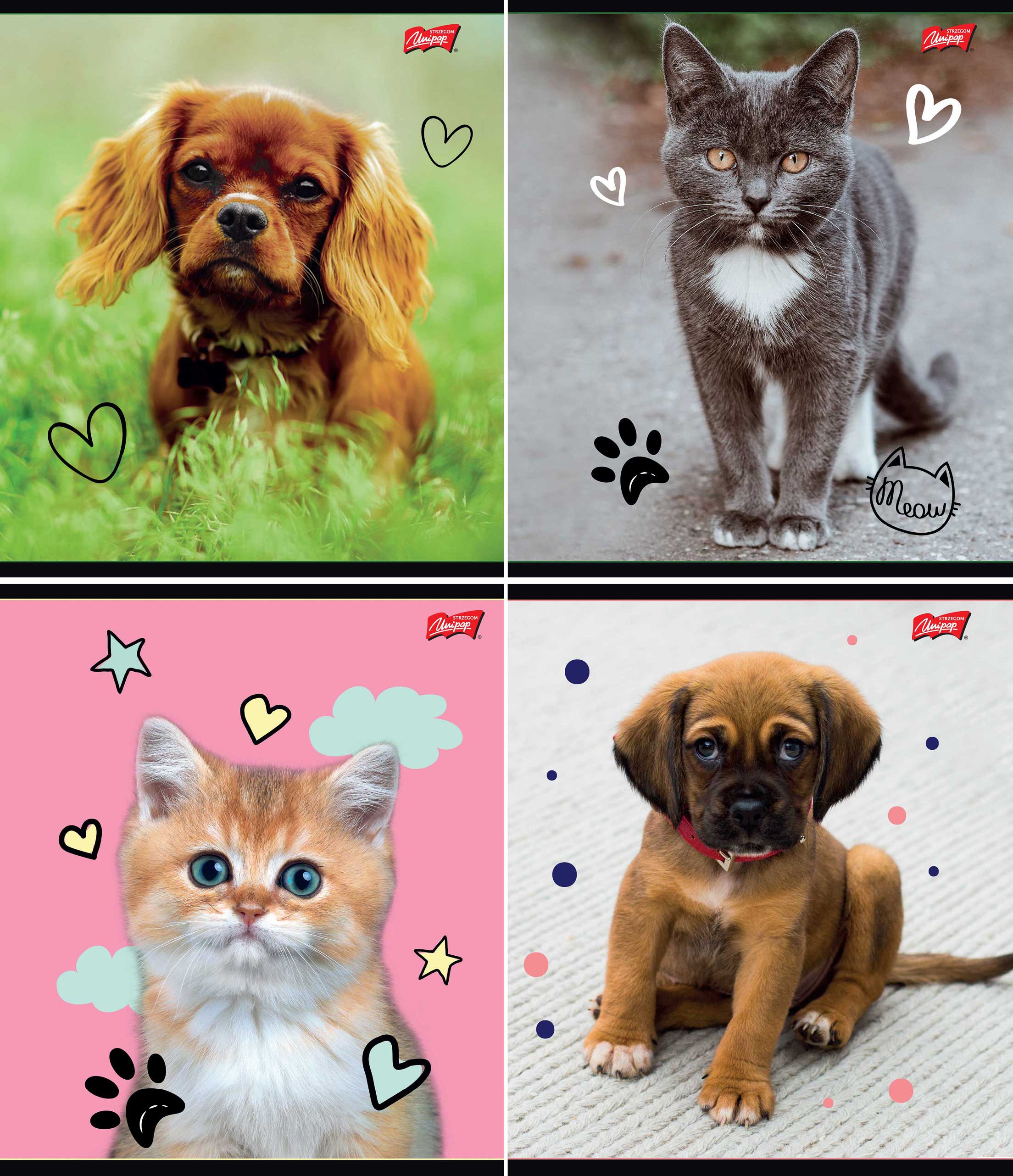 Vihik A5/12l 7x7 ruut „Naiivloomad“ 4 motiivi 70g, Unipap /25