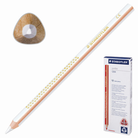 Värvipliiats kolmetahuline Jumbo valge, Staedtler/12