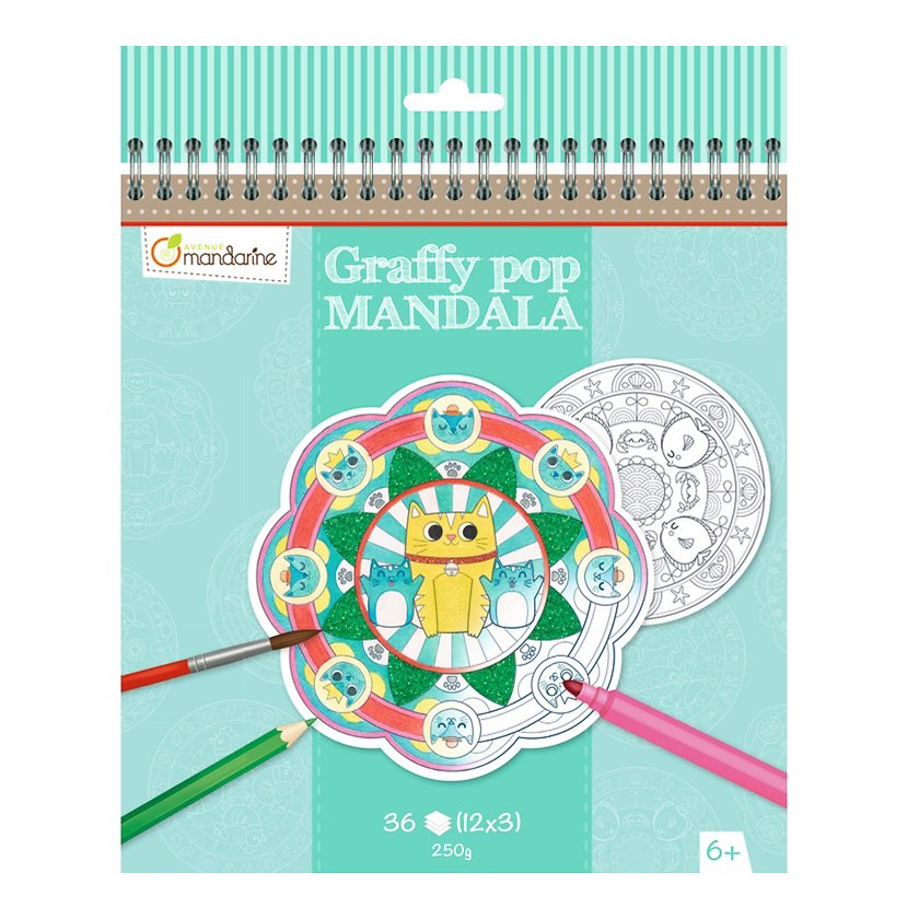 Värviraamat 15x20cm ''Mandala loomad'' 36l 250g, Avenue Mandarine /5