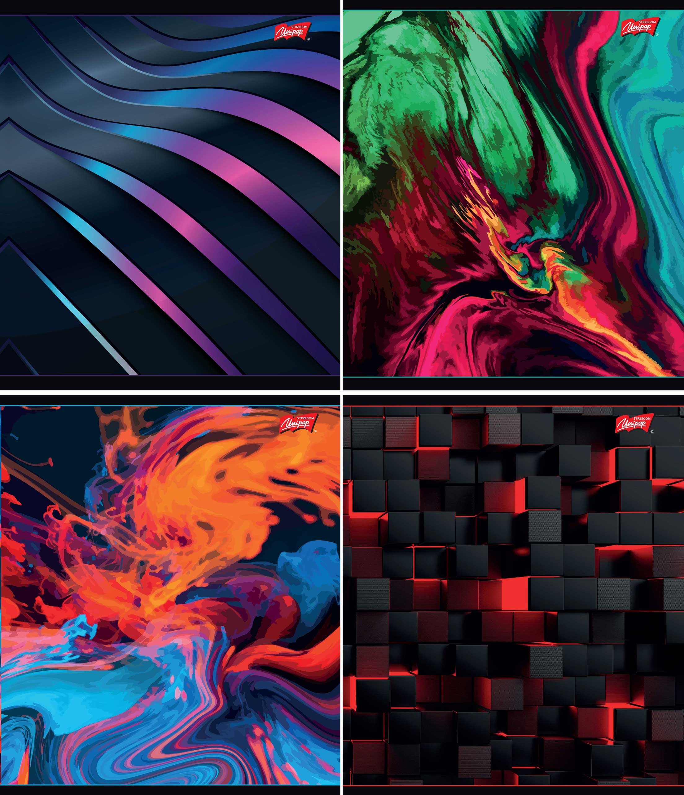 Vihik A5/12l 23 joont „Abstraction“ 4 motiivi 70g, Unipap /25