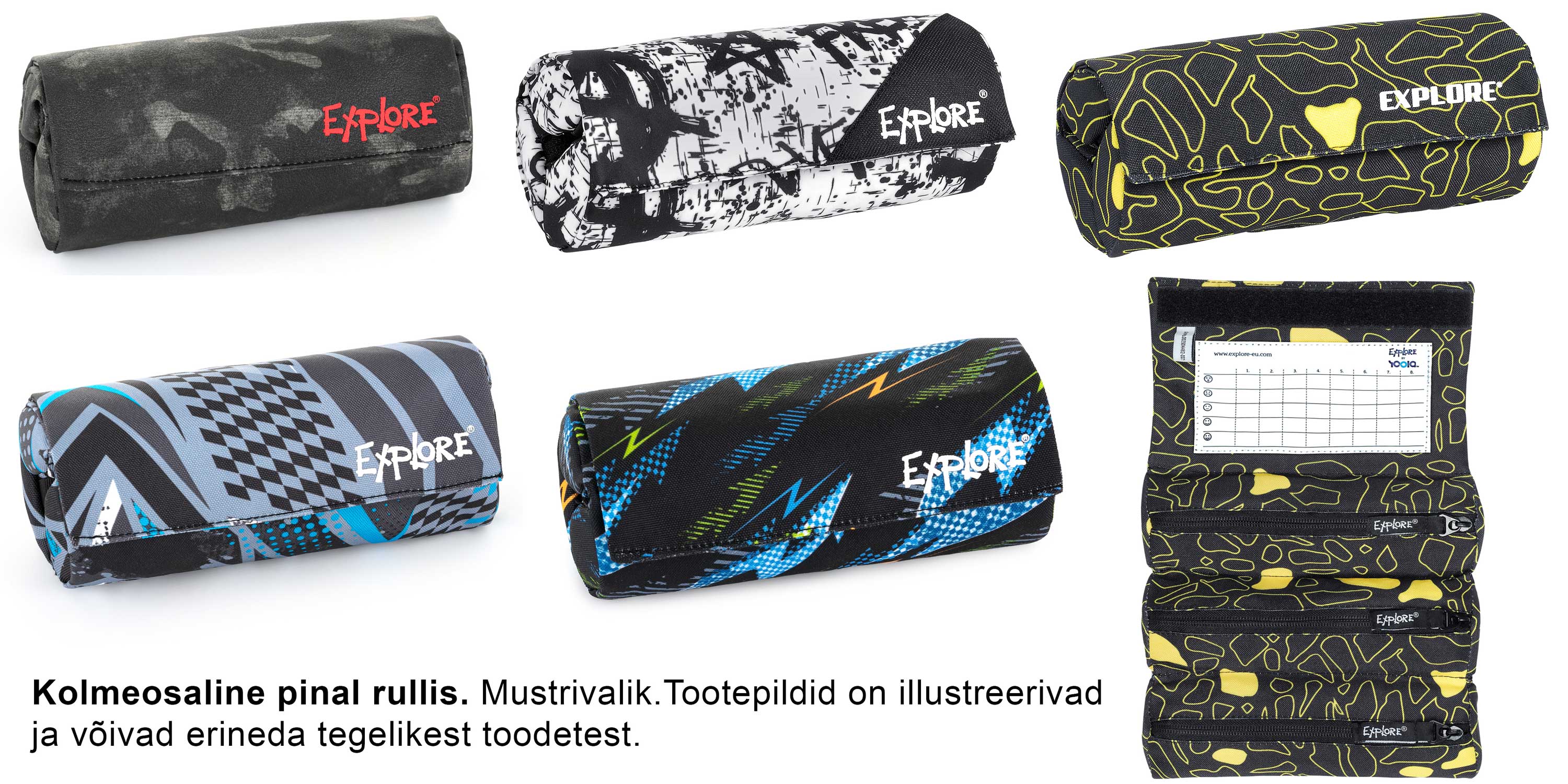 Pinal Explore kolmeosaline rullis - poiste mustrid /6