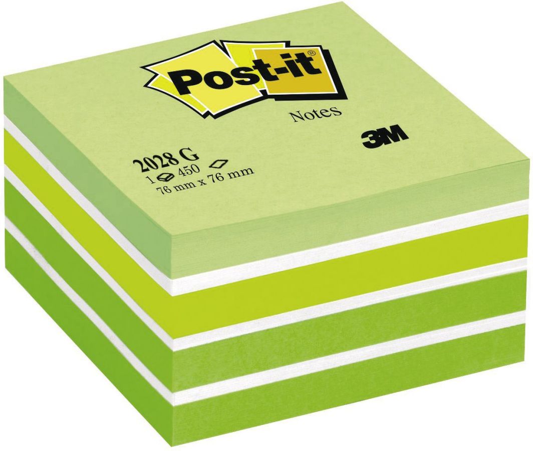 Märkmekuup Post-it 2028G 450lehte, 76x76mm, roheline/12