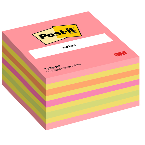 Märkmekuup Post-it 2028NP 450lehte, 76x76mm, roosa kollane/12