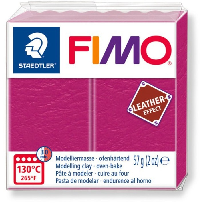 Polümeersavi Effect Leather 57g vaarikapunane, Fimo /6