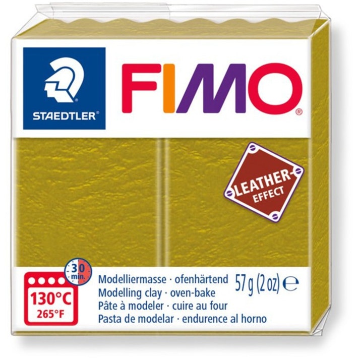 Polümeersavi Effect Leather 57g oliiviroheline, Fimo /6