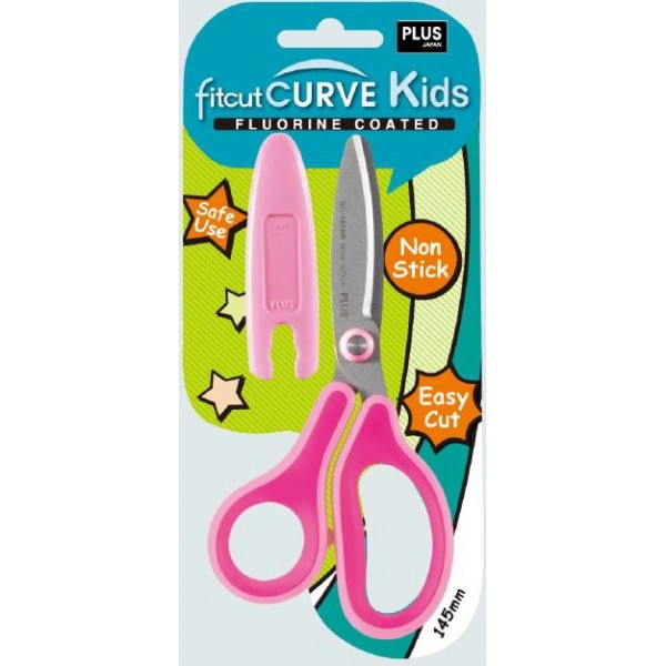 Käärid lastele 14,5cm Fluoriin-kaetud Fitcut teradega tömp ots, roosa, Plus /12