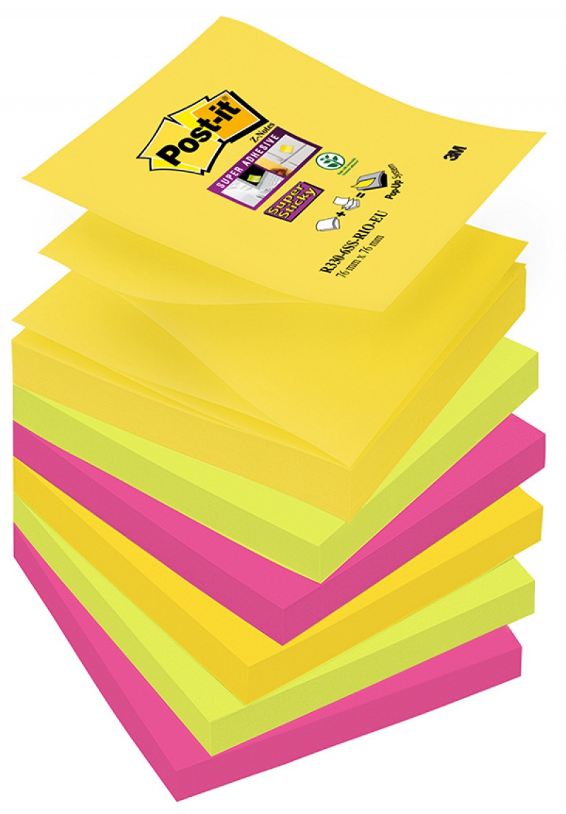 Märkmepaber Post-it z-note R330 76x76 SuperSticky Carnival 6tk/p