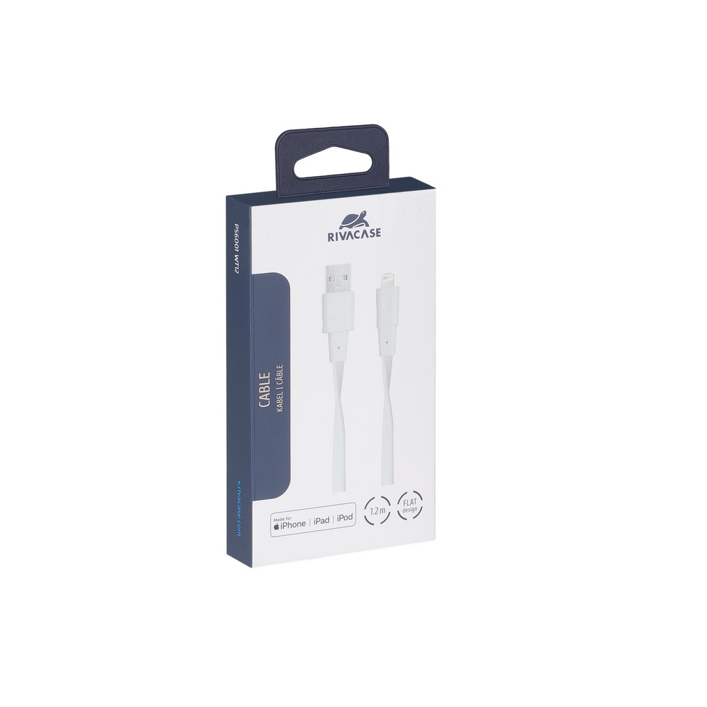 Kaabel USB 2.0 1,2m, MFI, Apple toodetele valge, RivaCase