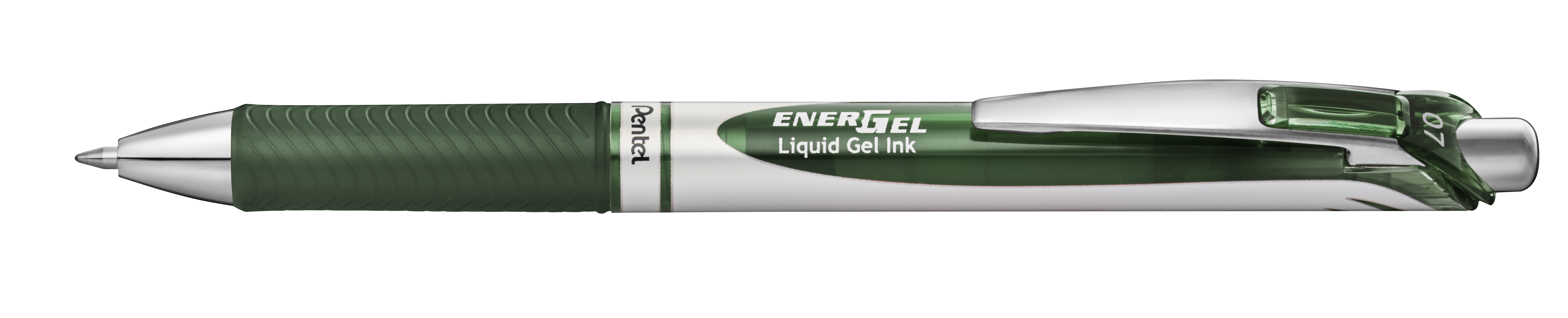 Geelpliiats lülitiga EnerGel 0,7mm tumeroheline, Pentel 12/576