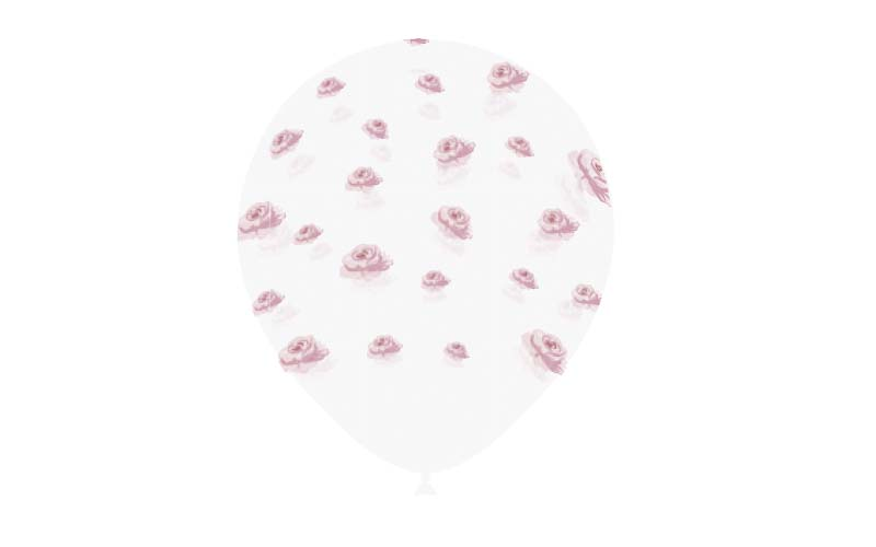 Õhupallid valged, roosidega 8tk/pk diam 30cm, Balloonia