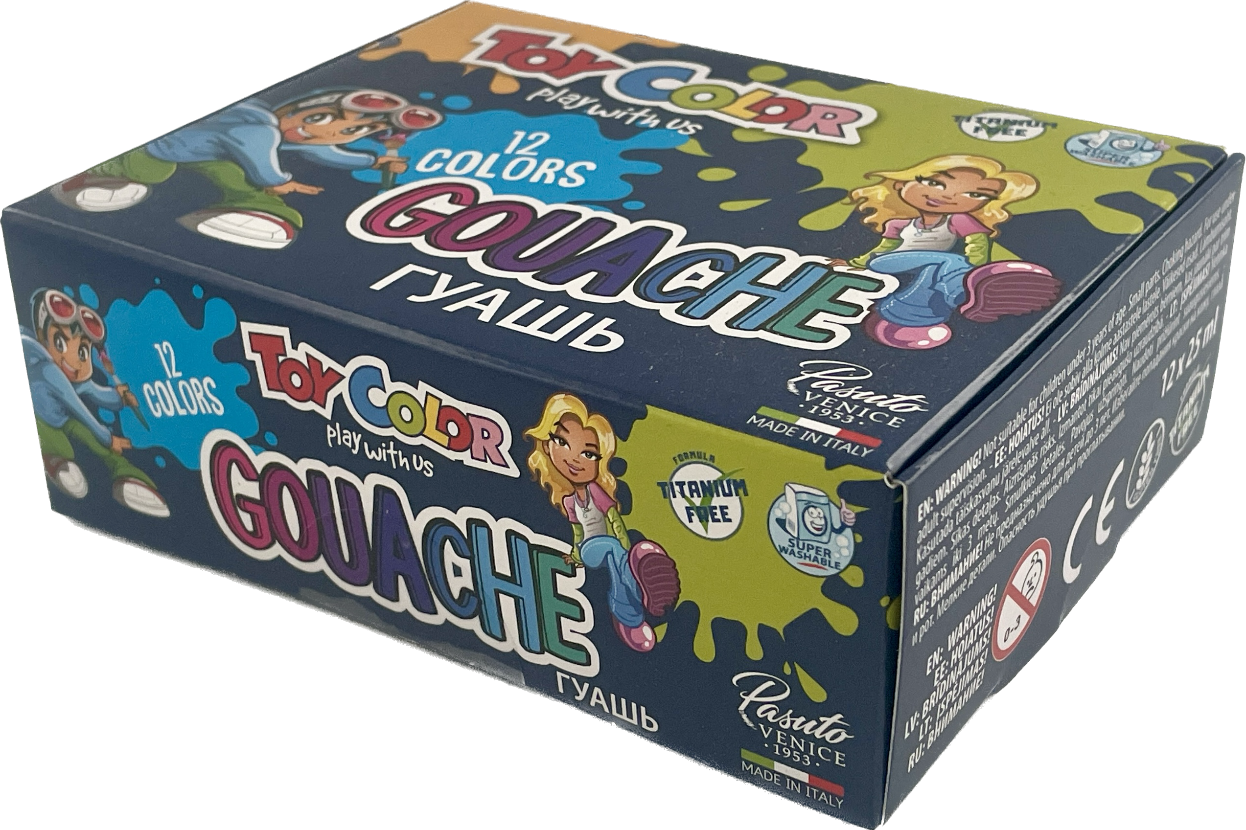 Guaššvärvide komplekt 12 värvi x 25ml karbis, Toy Color /7