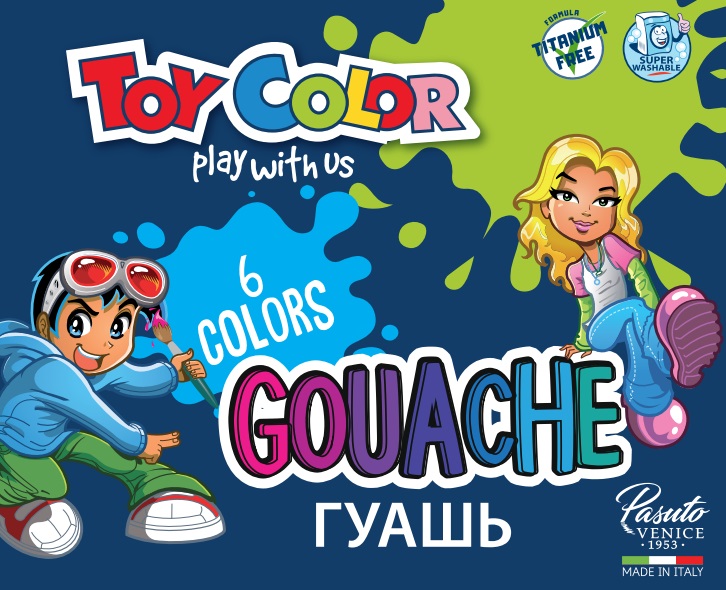 Guaššvärvide komplekt 6 värvi x 25ml karbis, Toy Color /14