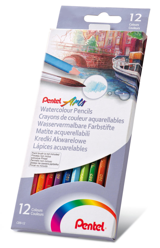 Värvipliiatsid 12 värvi Arts akvarelluvad, Pentel /12