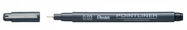 Tindipliiats Pointliner 0,03mm must, Pentel /12