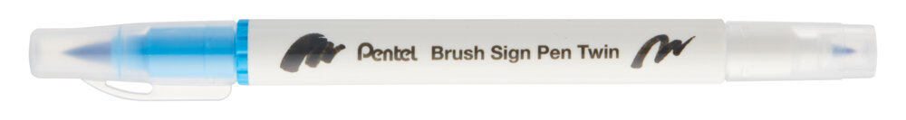 Pintselpliiats Brush Sign Pen Twin taevasinine kahepoolse pintselotsaga, Pentel /10