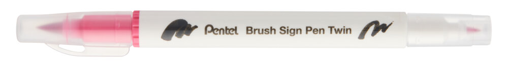 Pintselpliiats Brush Sign Pen Twin karmiinpunane kahepoolse pintselotsaga, Pentel /10