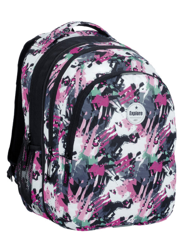 Seljakott Explore 2-ühes Viki "Roosa-, lilla- ja valgelaiguline"