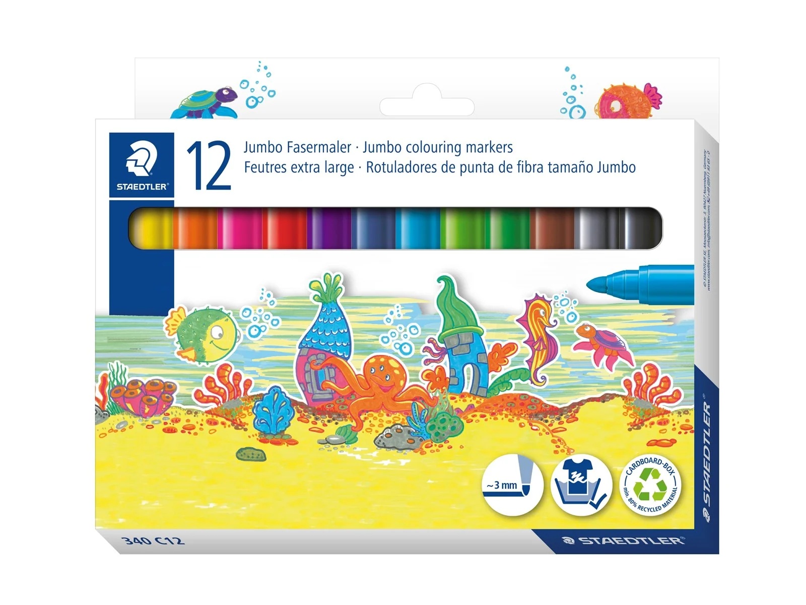 Viltpliiatsid Noris Club Jumbo 12 värvi, Staedtler /10