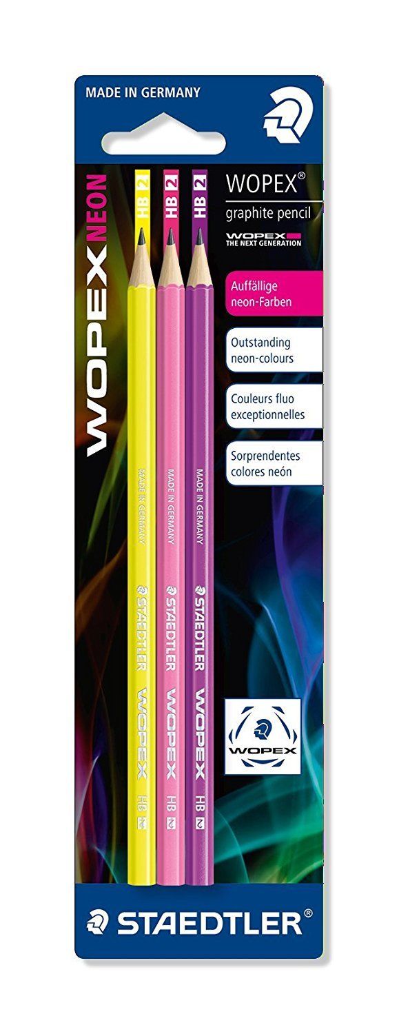 Harilik pliiats HB Wopex neoonkollane, -roosa ja -lilla, Staedtler /10