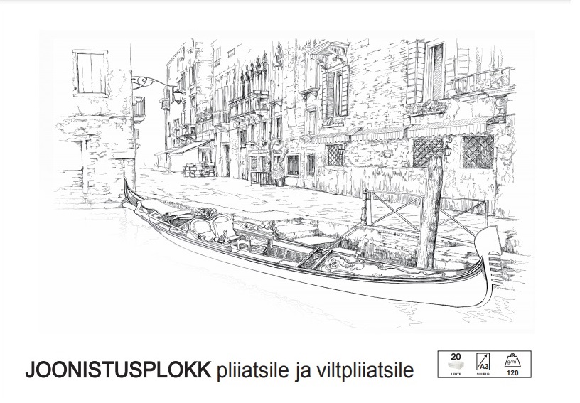 Joonistusplokk A3 20lehte 120g, Smiltainis /20