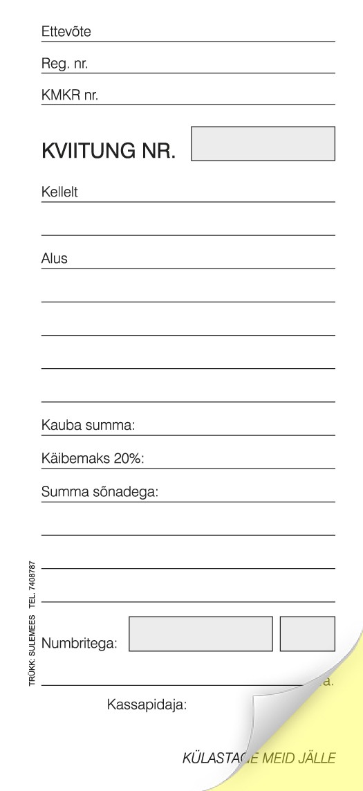 Kviitung A7 pikuti 2x50l isekopeeruv /5