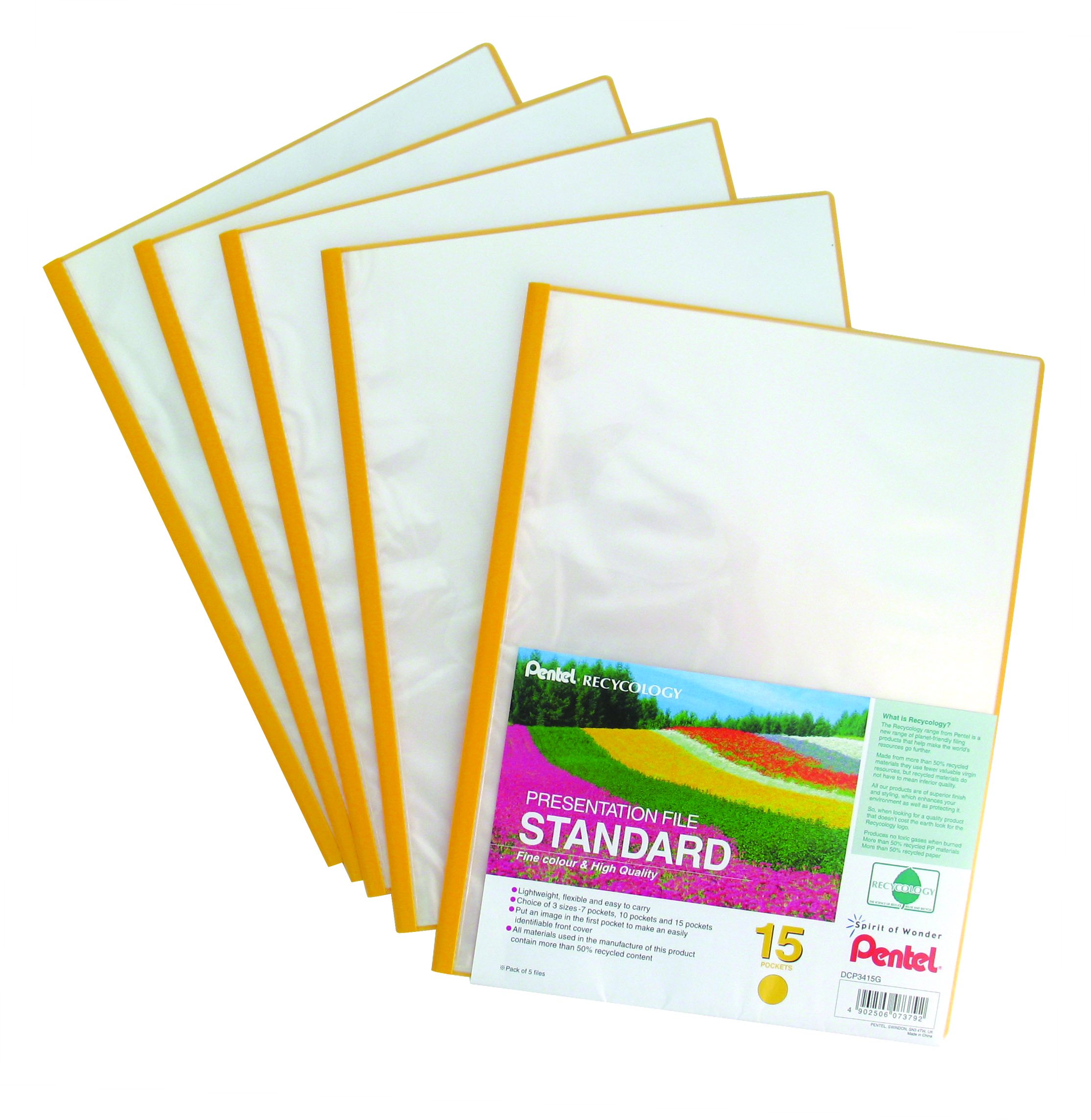 Menüükaaned Recycology A4 15 taskut kollane Pentel/5