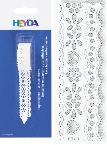 Paberpits 17mm/2m Lained, iseliimuv, valge, Heyda /5