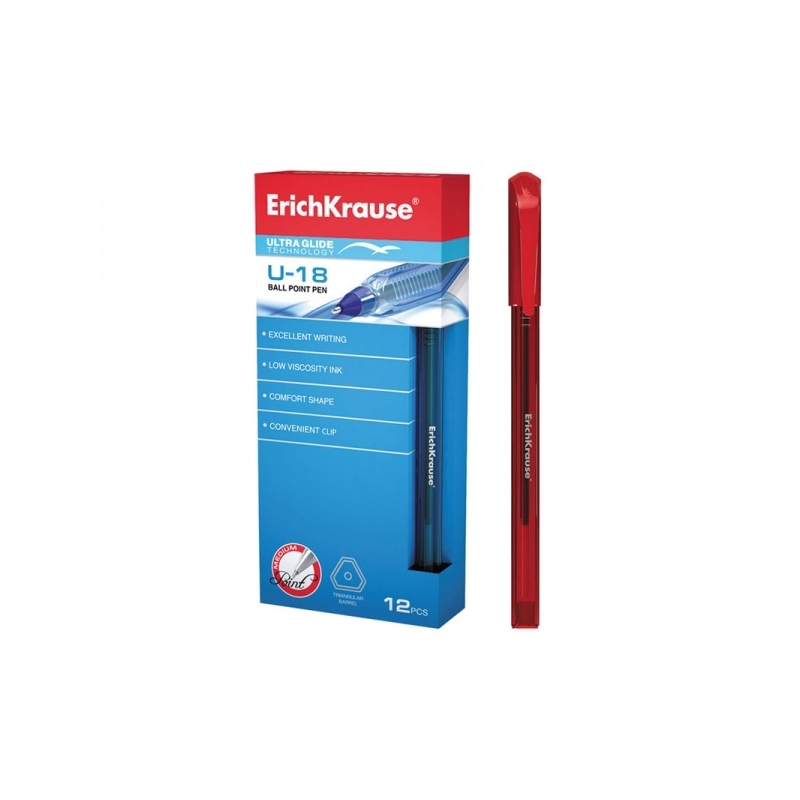 Pastapliiats Erich Krause U-18 korgiga 1,0mm punane /12/144