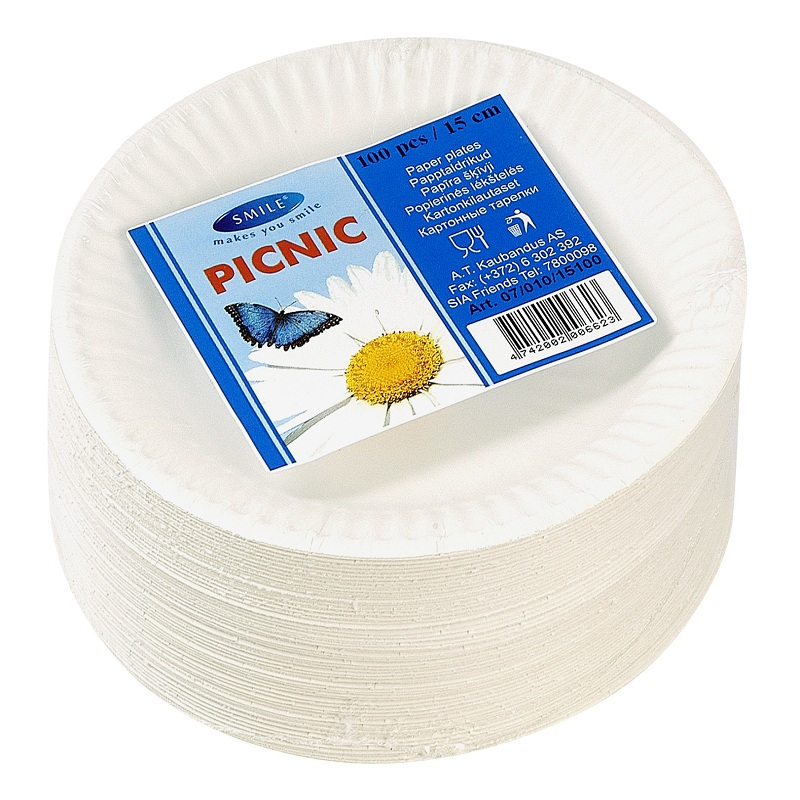 Taldrik Picnic 15cm papist 100tk/pk/20