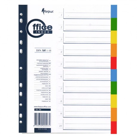 Vahelehed 1-10 plastik värviline Forpus
