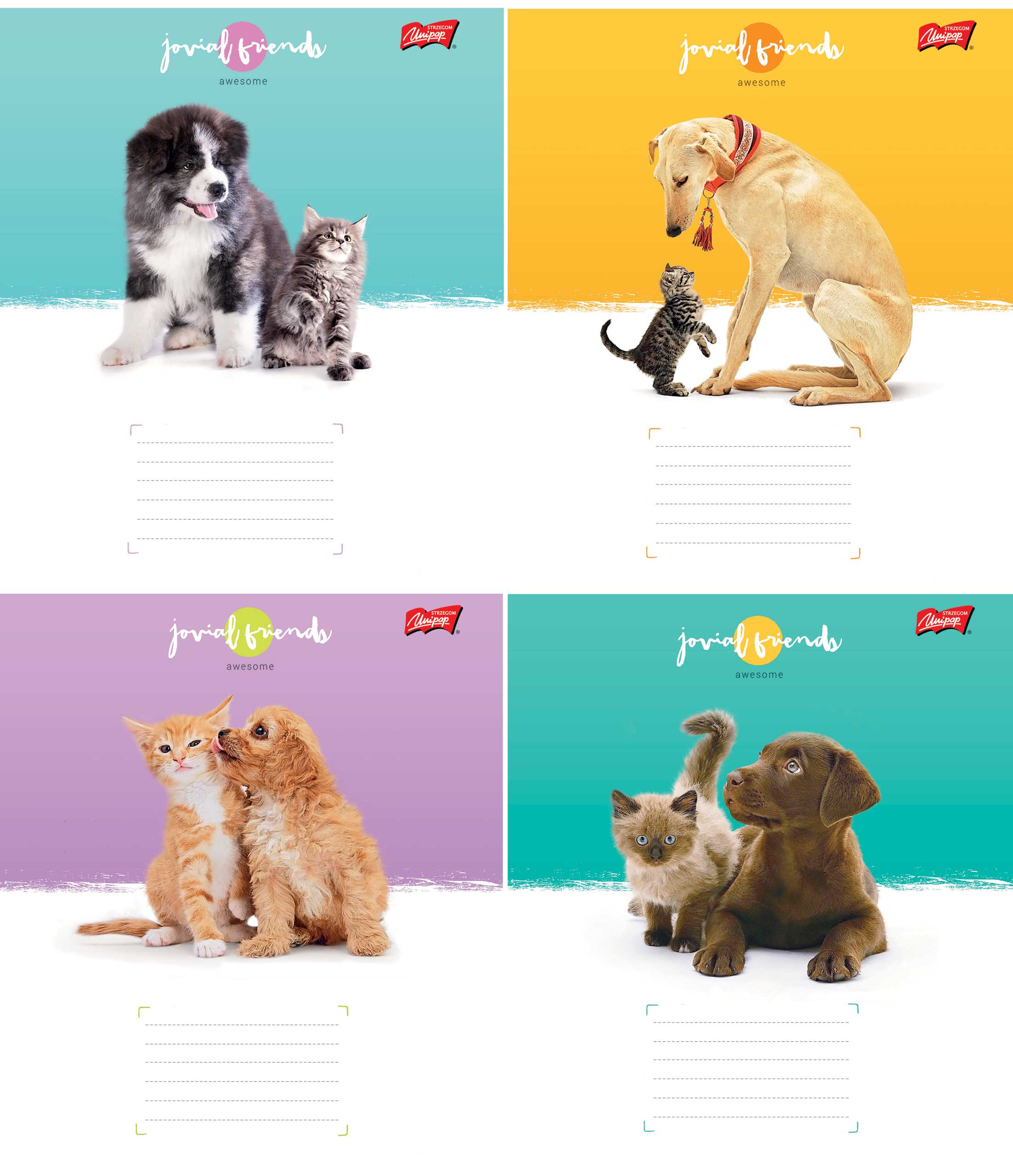 Vihik A5/12l valge „Parimad sõbrad“ 4 motiivi 70g, Unipap /25