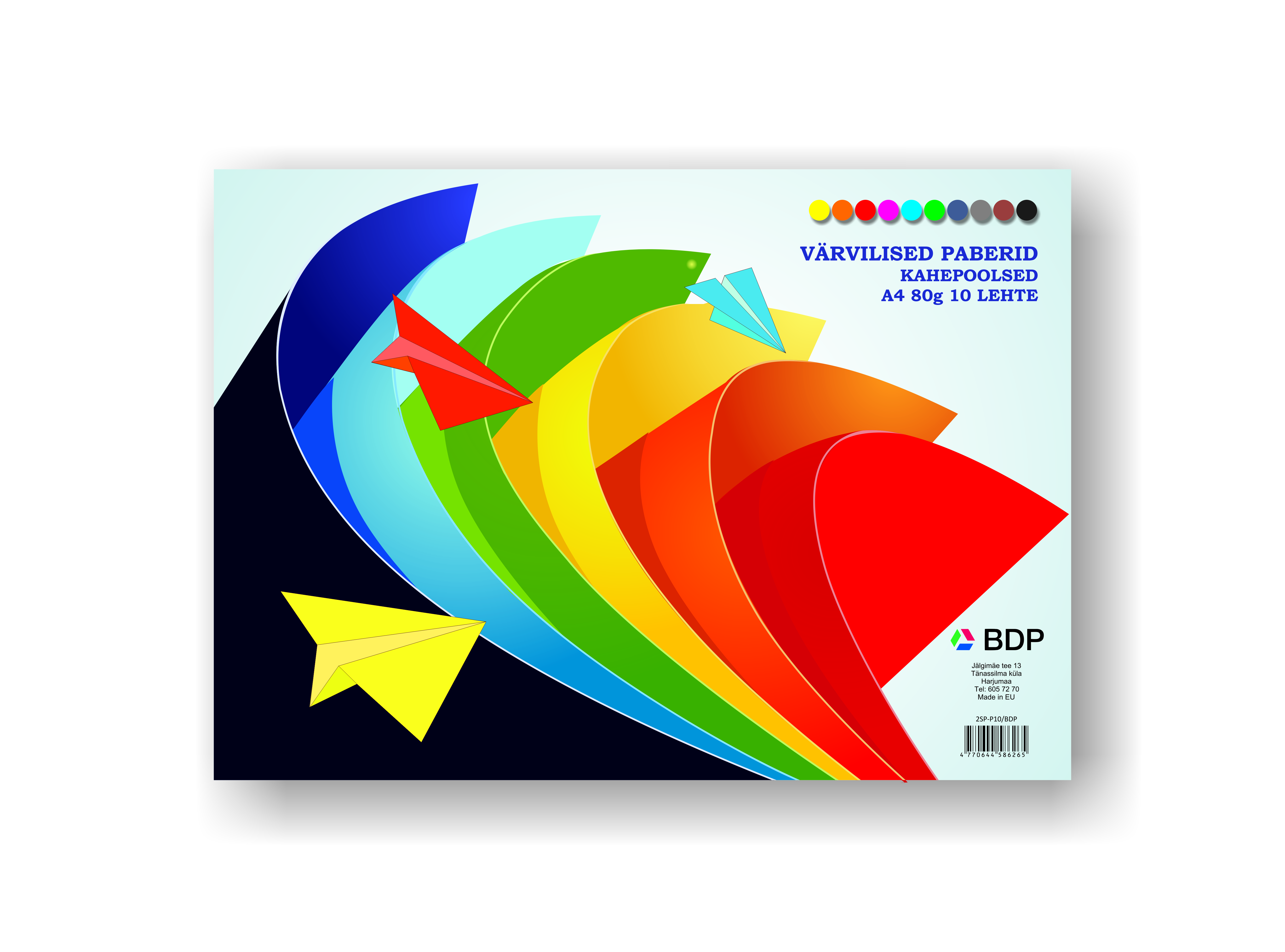 Värvilised paberid A4/80g 10värvi/pk kahepoolne, Smiltainis /20