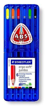 Värvipliiatsid 6 värvi Ergosoft JUMBO kolmetahulised plastpinalis Staedtler /10