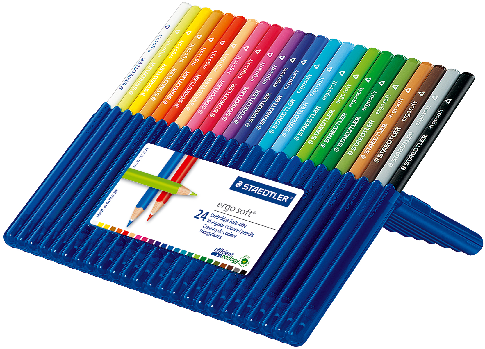 Värvipliiatsid 24 värvi Ergosoft kolmetahulised plastpinalis Staedtler /5