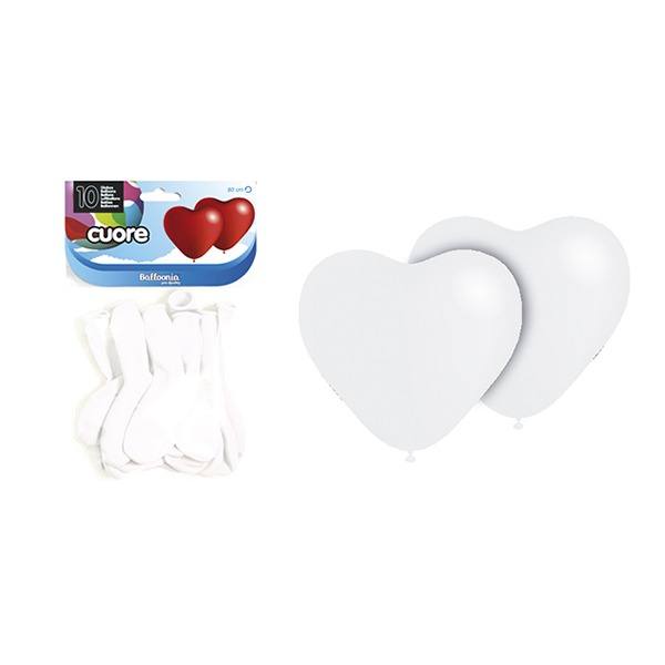 Õhupallid „Süda“ valged, Enetertainment 10tk/pk diam 25cm, Balloonia /12
