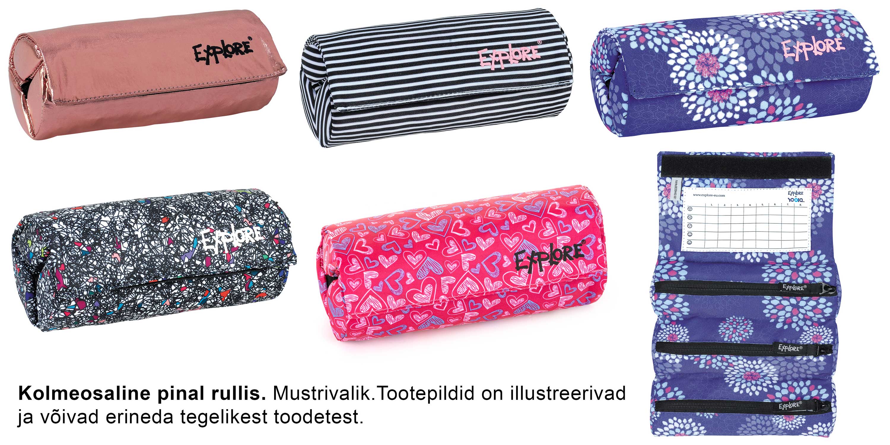 Pinal Explore kolmeosaline rullis - tüdrukute mustrid /6