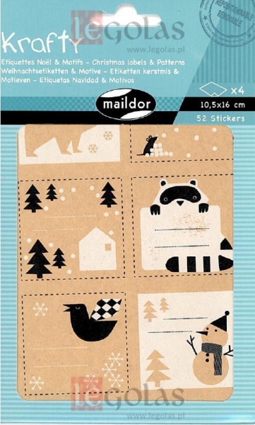 Kingipaki etiketid ''Jõulud'' 6tk lehel 4lehte must-valge, Maildor /10