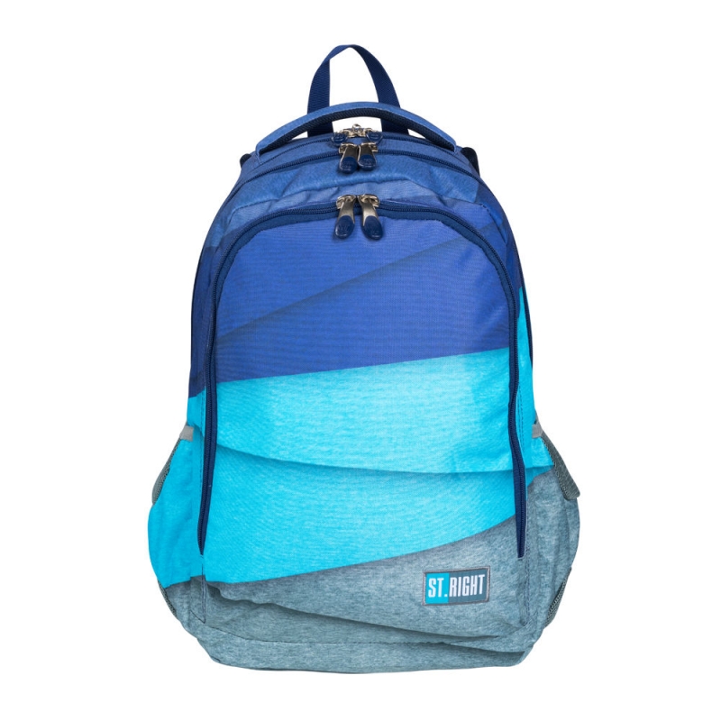 Seljakott 17" "Sinine halliga" ergonoomilise ventileeruvast materjalist seljatoestusega, St.Right